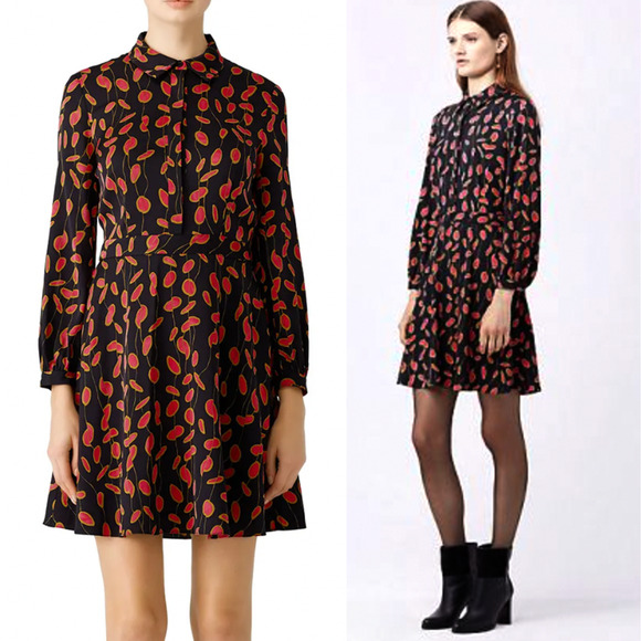 Diane Von Furstenberg Dresses & Skirts - NEW Diane von Furstenberg 14 SILK Long Sleeve Chrissie Dress FIt Flare Red Black